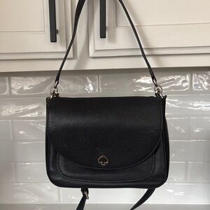 Kate Spade Black Pebbled Leather Shoulder Bag & Matching wallet